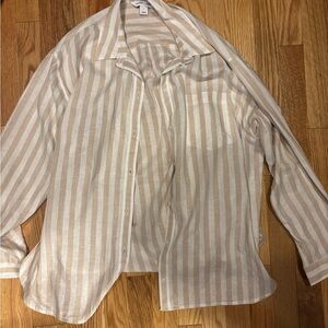 Old Navy Beige and White Striped Shirt